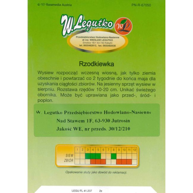 Ředkev - Warta - 100 g - Semena - W. Legutko