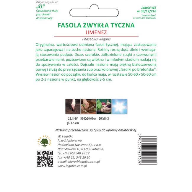 Zelené fazolky - Jimenez - Semena - W. Legutko
