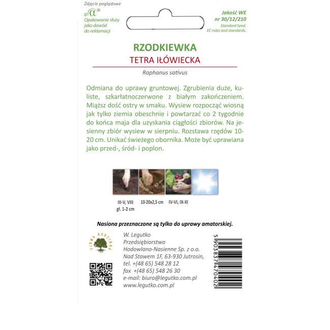 Ředkvička - Tetra Iłówiecka - Semena - W. Legutko