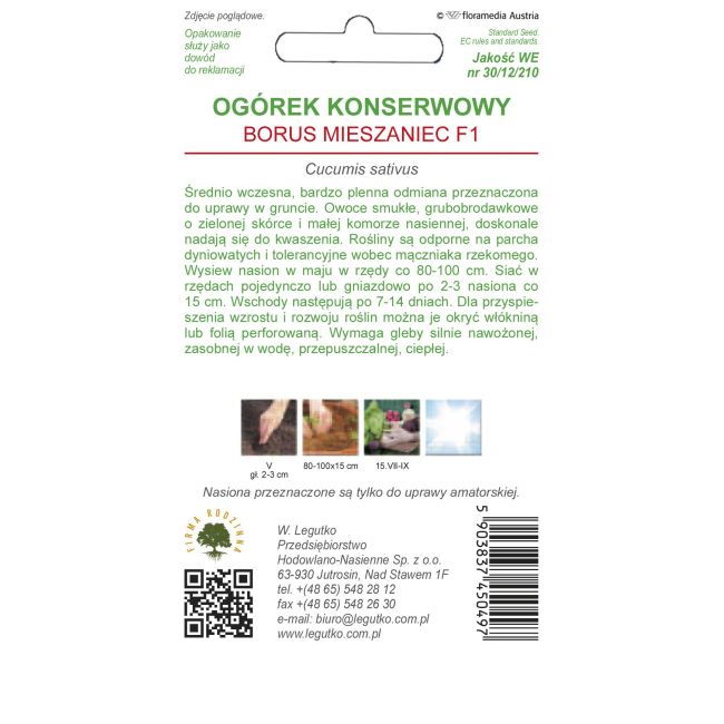 Mletá okurka na nakládání - Borus F1 - 4g - Semena - W. Legutko