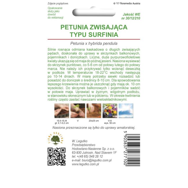 Petunie - typ surfinie - Rubina - F2 - Semena - W. Legutko