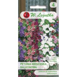 Petúnie s visícími výhonky - balkónová směs - Semena květin v květináči - W. Legutko
