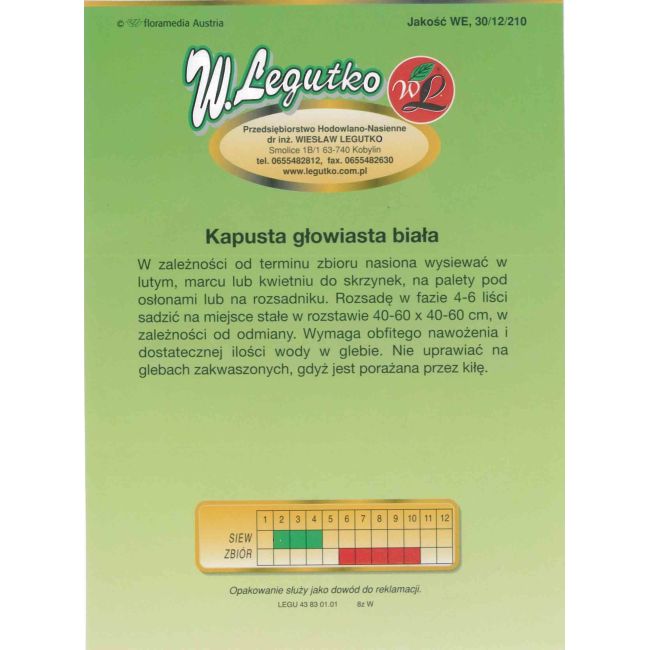 Bílé zelí z Brunswicku - 100g - Semena - W. Legutko