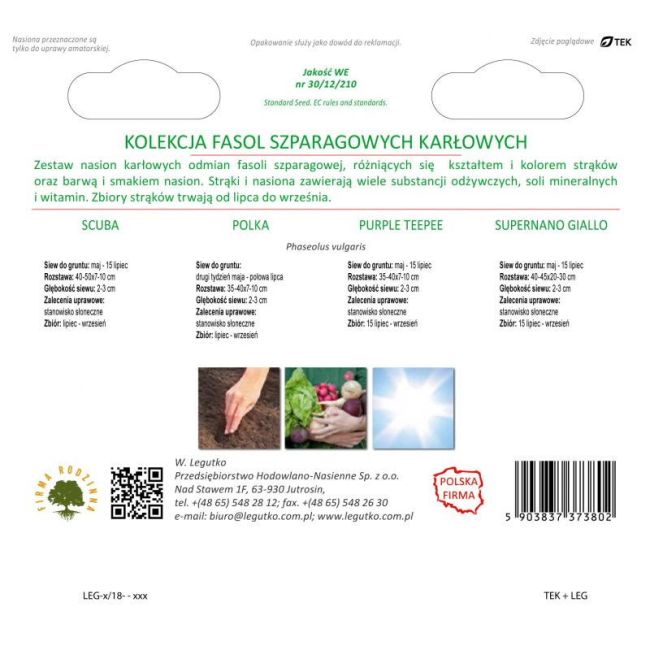 Kolekce trpasličích zelených fazolí - 4 odrůdy - Outlet - W. Legutko