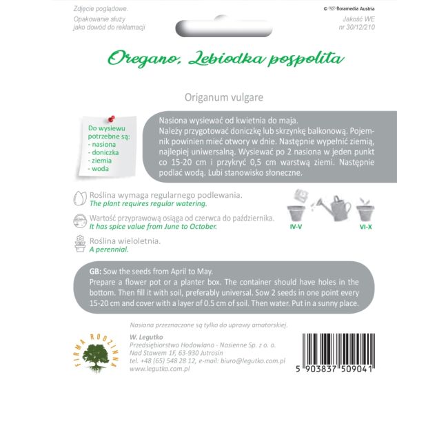 Oregano, majoránka obecná - Semena - W. Legutko