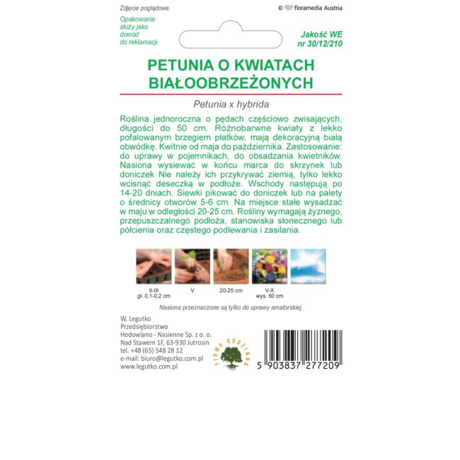Petúnie - bělokrajné květy - směs - F2 - Semena - W. Legutko