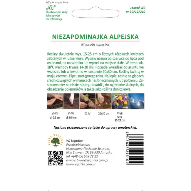 Alpská pomněnka - růžová - Semena - W. Legutko